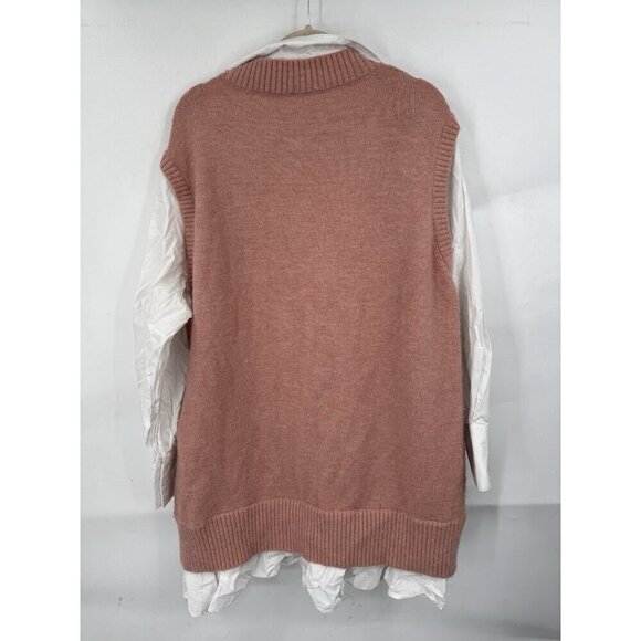 City Chic Contrast Collared Sweater Women Plus Size 18 Pink White College Preppy - Picture 3 of 12